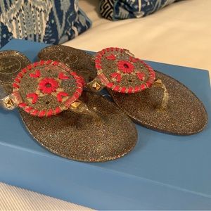 Jack Rogers jelly sandals pink clear silver glitter size 2